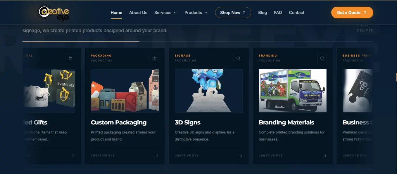 Creative Eye website project by TRYFYRO