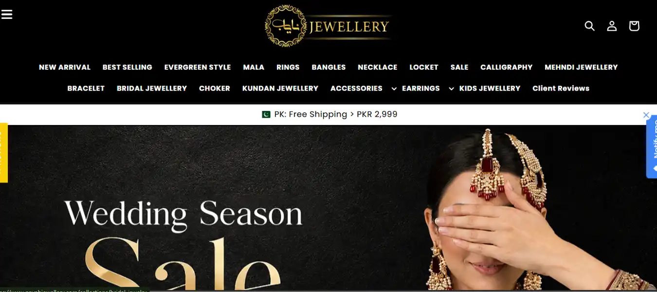 Nayab Jewellery website project by TRYFYRO